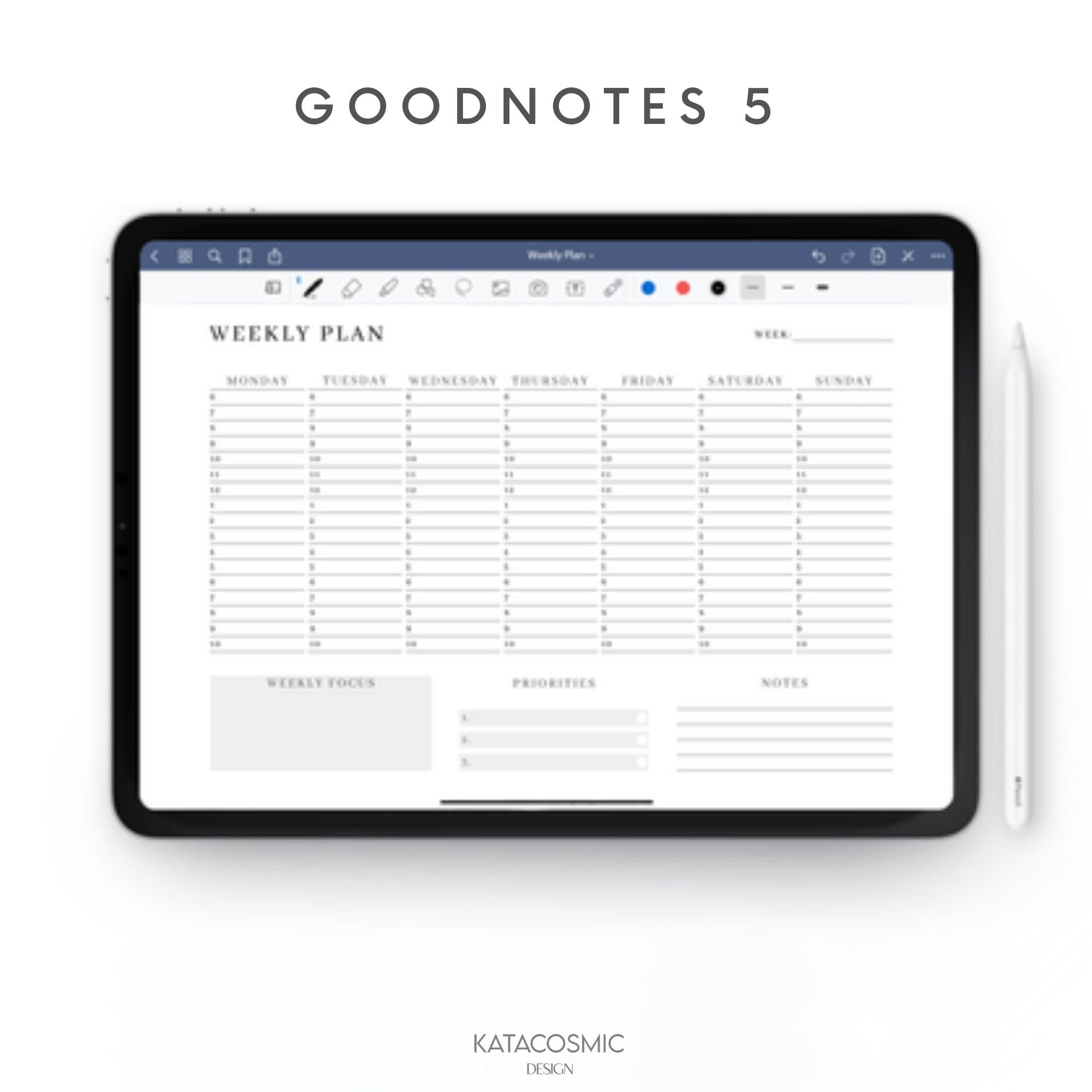 Weekly Planner Goodnote Template Undated Digital Planner | Etsy