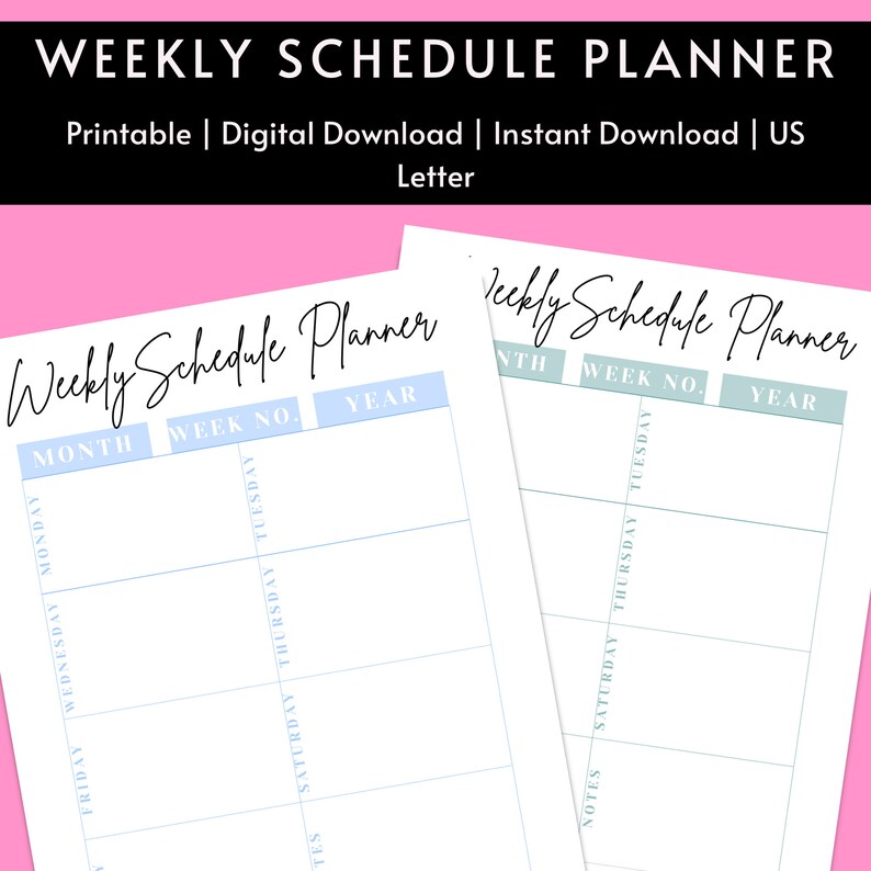 2022 Undated Weekly Planner Pages Weekly Schedule Agenda Etsy Canada