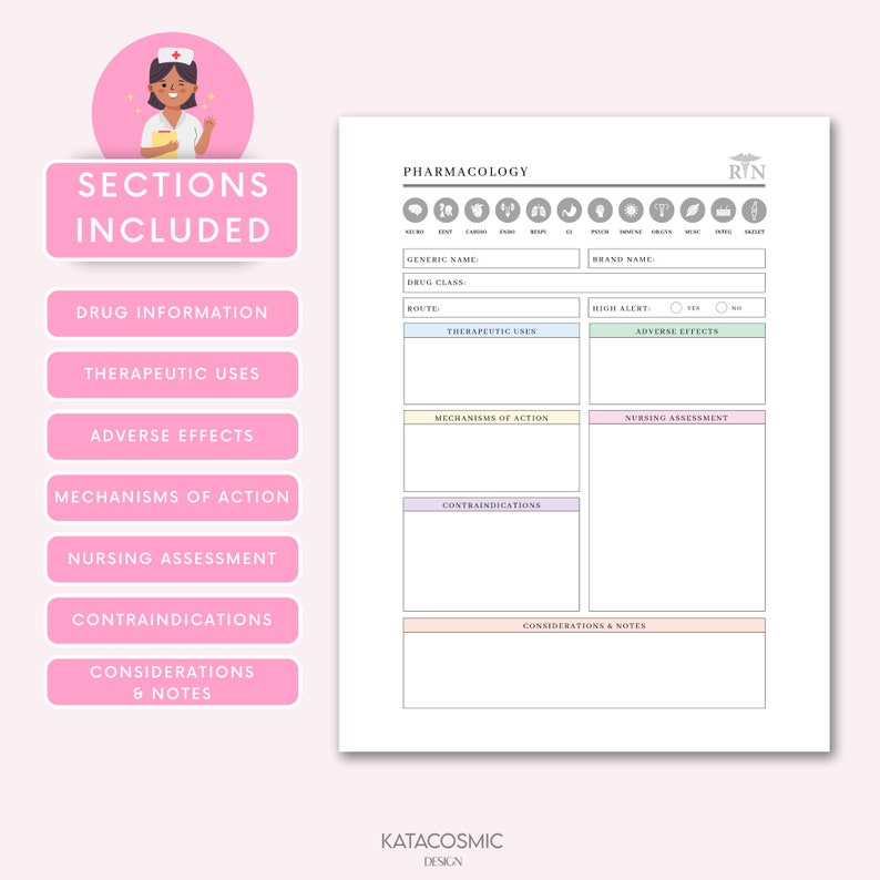 Nursing School Pharmacology Template | Printable Pharmacology Map ...