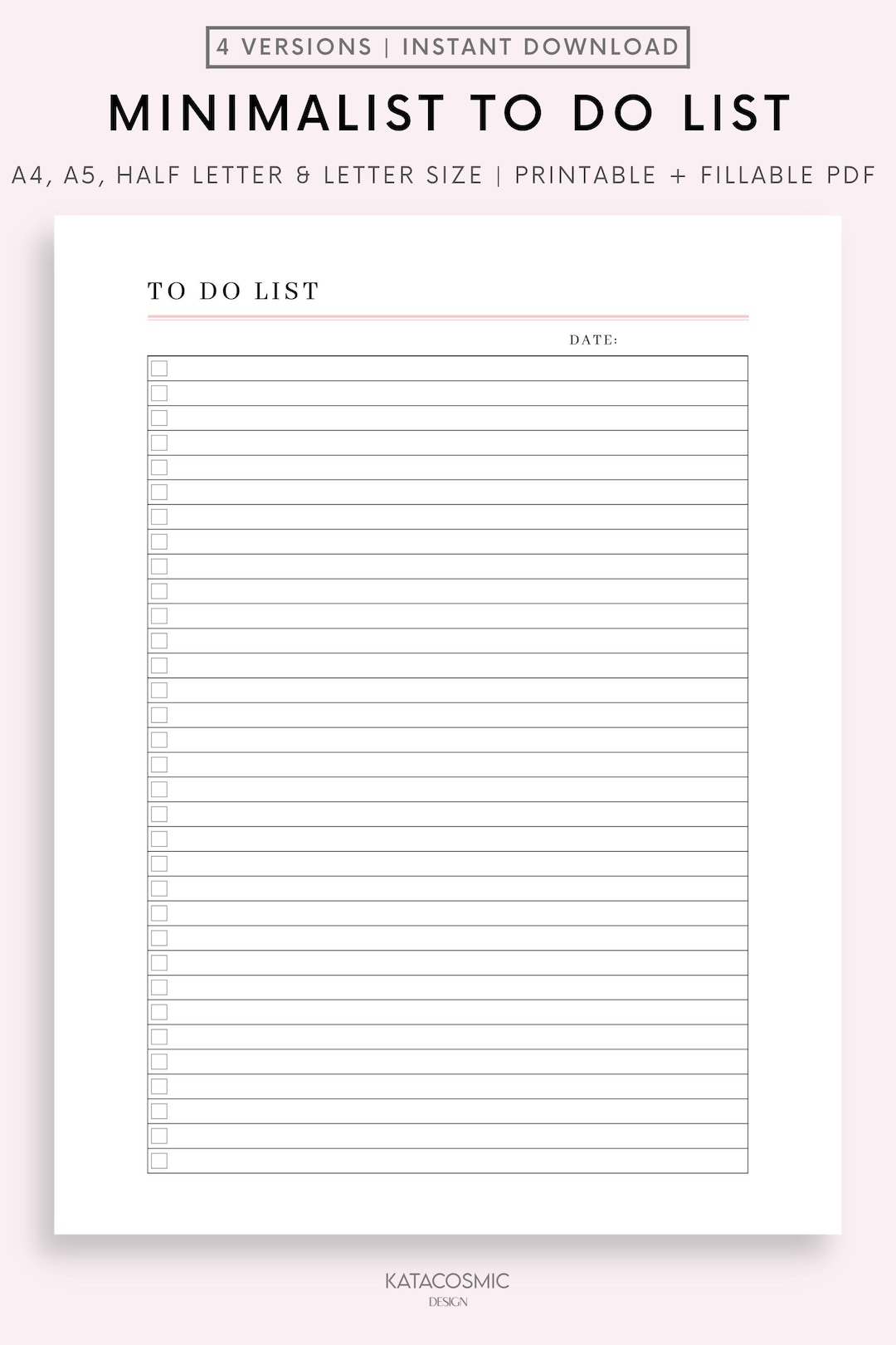 Minimal to Do List Template Printable, Simple Tasks Daily to Do List ...