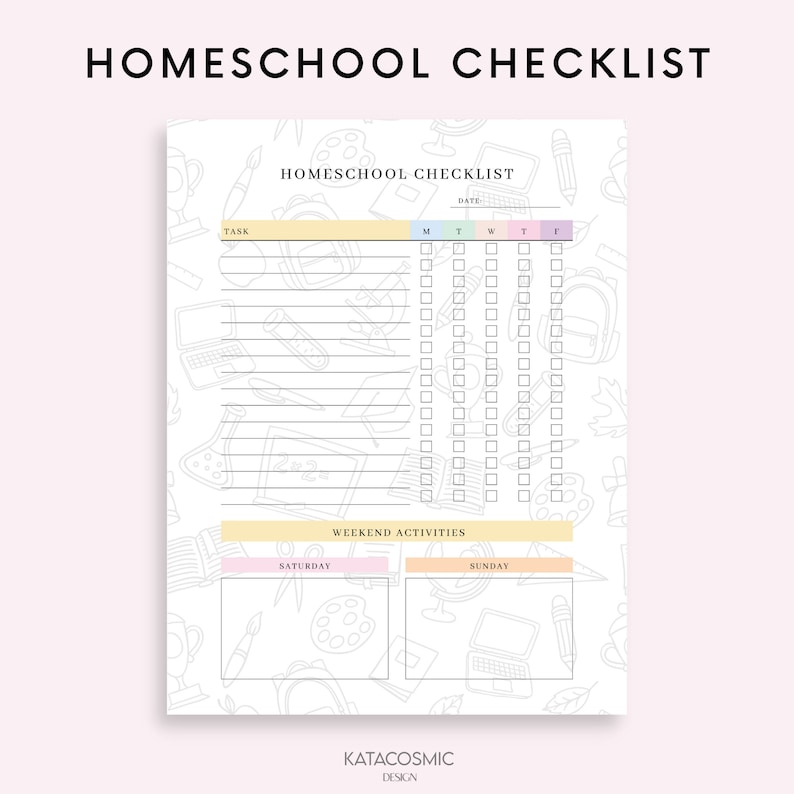 Editable Homeschool Planner Digital School Planner Printable Homeschool Schedule Daily Schedule for kids School Routine Chart PDF image 2