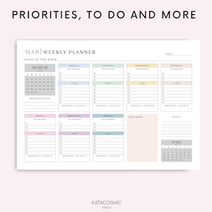 2026 Weekly Planner Printable Landscape, Minimalist Weekly Schedule, Week At a Glance, Weekly Organizer, Office Planner, To Do Desk Planner image 6
