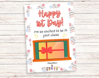 First Day of School Gift Card Holder, Editable Happy Teacher Appreciation Printable Gift Cards, 1st day of School Treat Instant Download