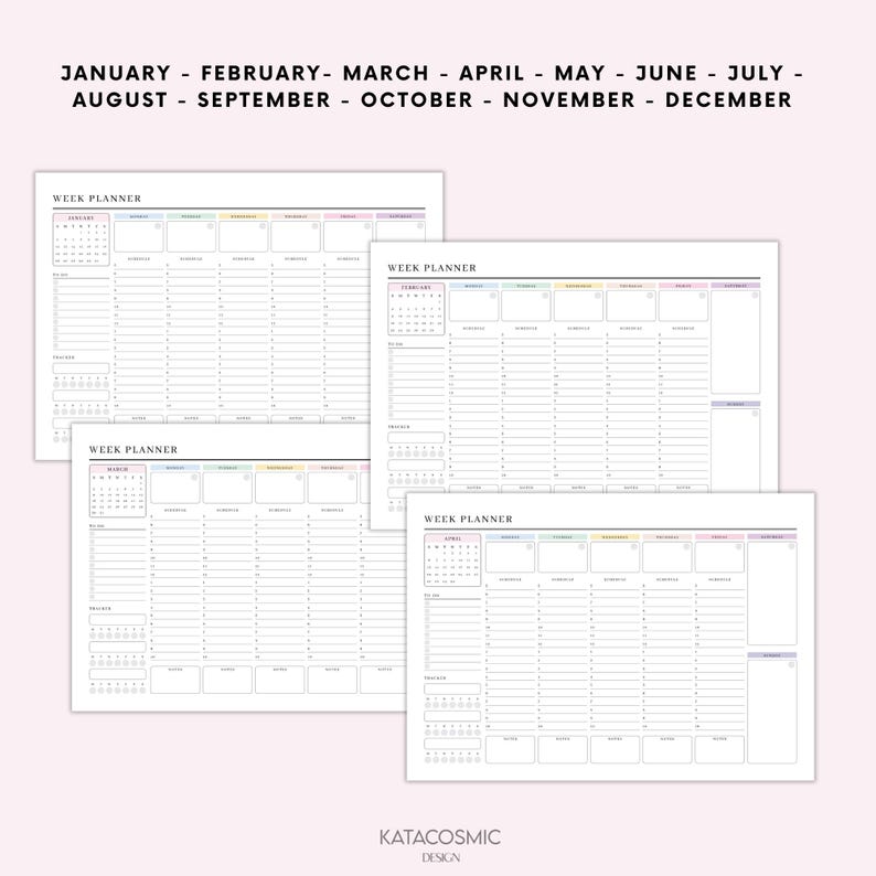 2025 Weekly Planner Printable Landscape, Minimalist Weekly Schedule ...