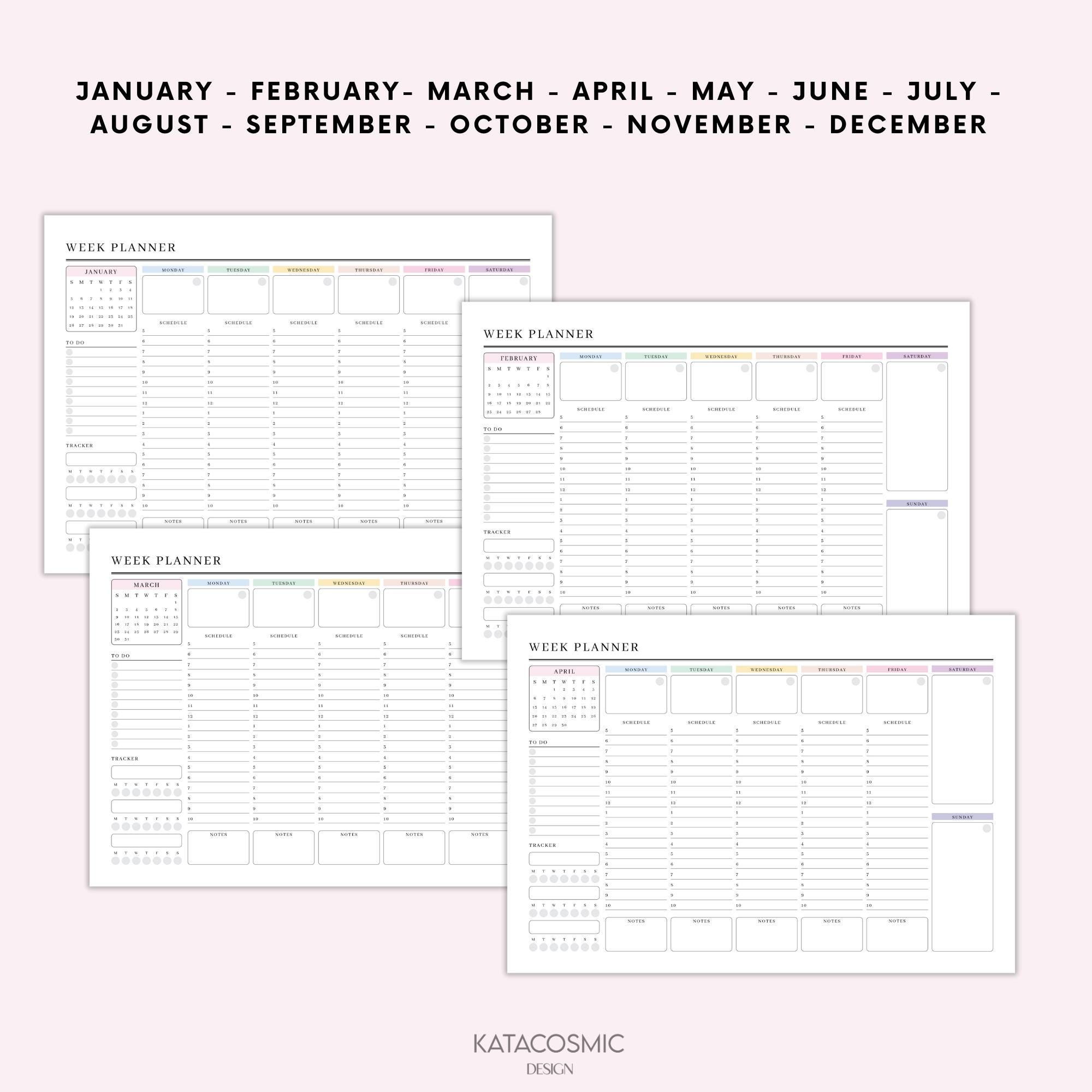2025 Weekly Planner Printable Landscape, Minimalist Weekly Schedule ...