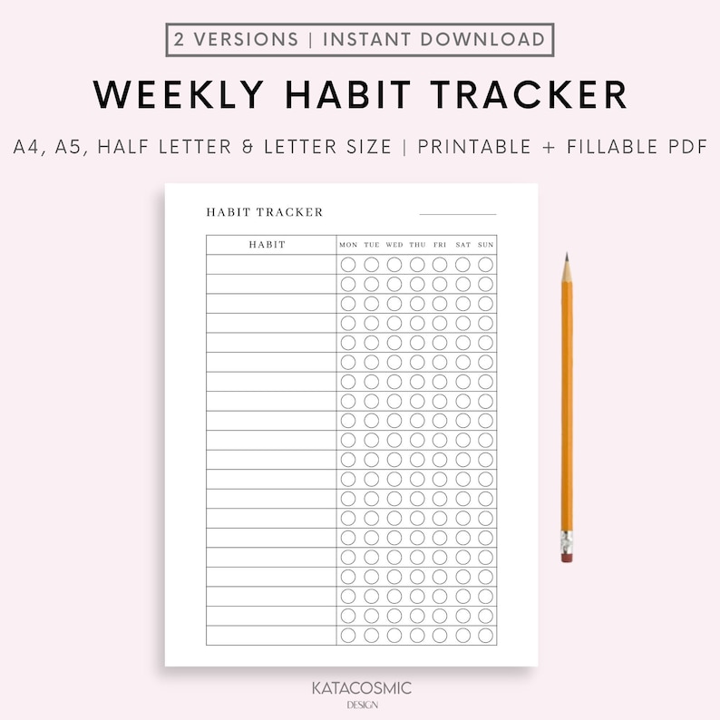Weekly Habit Tracker Printable Habit Tracker Template Daily Etsy