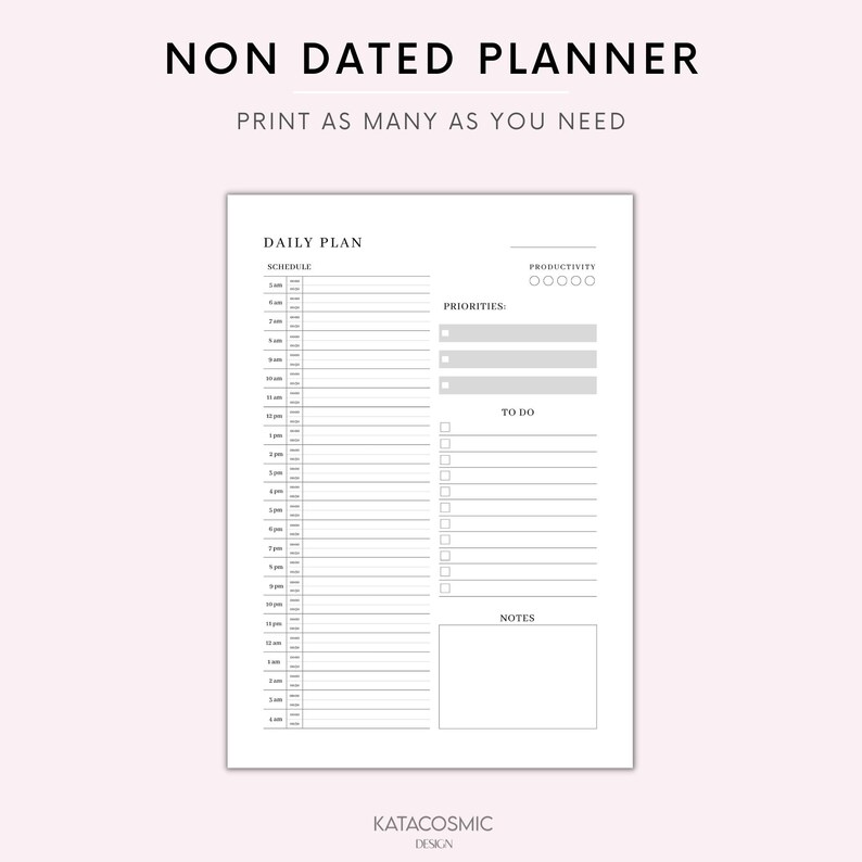 24 Hour Daily Planner Printable Hourly Planner Military Time - Etsy