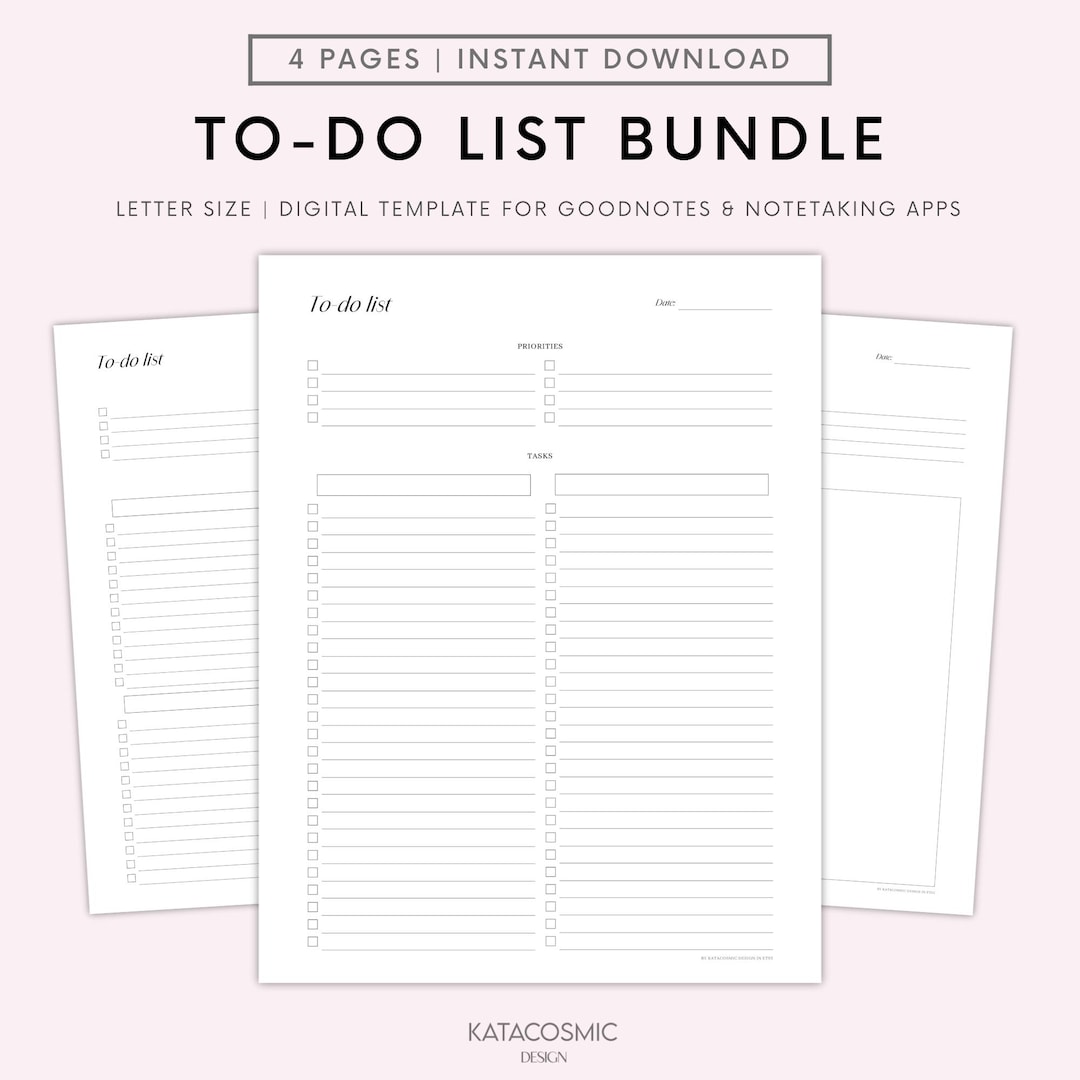 To Do List Layout.pdf To Do List Printable to Do List Bundle to Do List Planner Page ...