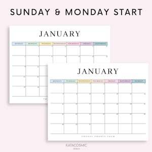 Digital 2024 Monthly Calendar for Goodnotes, Desk Calendar, Minimalist Calendar, 1 Page Notepad, iPad Year Calendar Template, Monday Start image 2