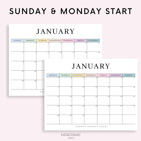 Digital 2024 Monthly Calendar for Goodnotes, Desk Calendar, Minimalist  Calendar, 1 Page Notepad, iPad Year Calendar Template, Monday Start - Etsy