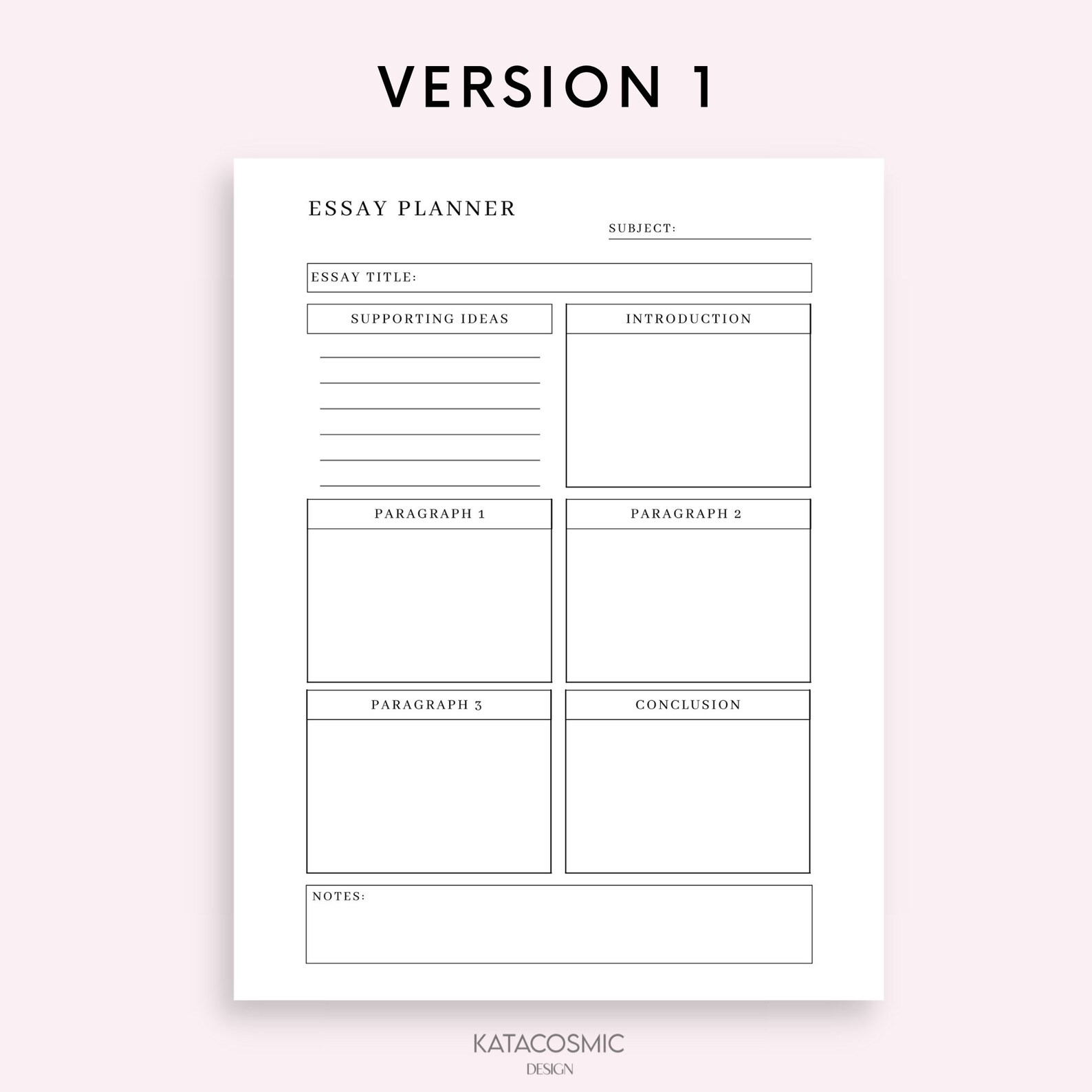 Simple Essay Planner Printable Set Student Essay Writing - Etsy
