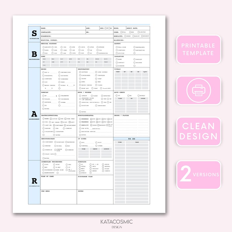 Icu Sbar Example Bundle ICU SBAR Nurse Report Sheet, Nursing Brain Sheet Med Surg, Nurse ...