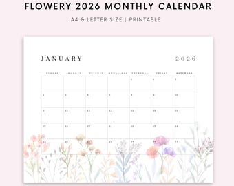 Digital 2026 Monthly Calendar for Goodnotes, Desk Calendar, Minimalist Calendar, 1 Page Notepad, iPad Year Calendar Template, Monday Start