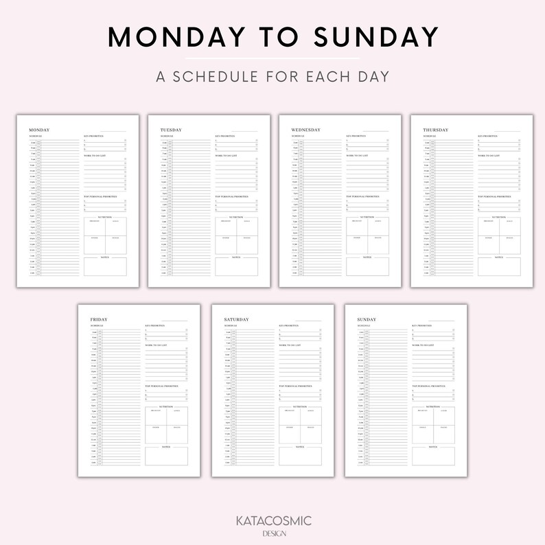 24 Hour Daily Planner Printable, Daily to Do List for Work / Personal ...