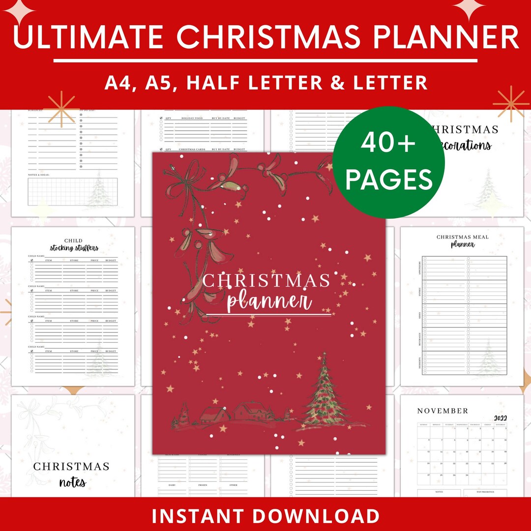Christmas Planner Printable, Holiday Planner, Gift Budget Planner, Xmas