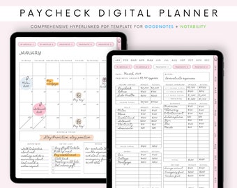 Paycheck Budget Planner, Bi Weekly Paycheck Planner, Paycheck Budget GoodNotes, Financial Planner, Monthly Budget Tracker, Spending Tracker