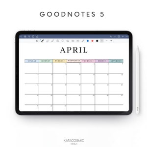 Digitaler 2024 Monatskalender für Goodnotes, Tischkalender, Minimalistischer Kalender, 1 Seite Notizblock, iPad Jahreskalender Vorlage, Montag Start Bild 6