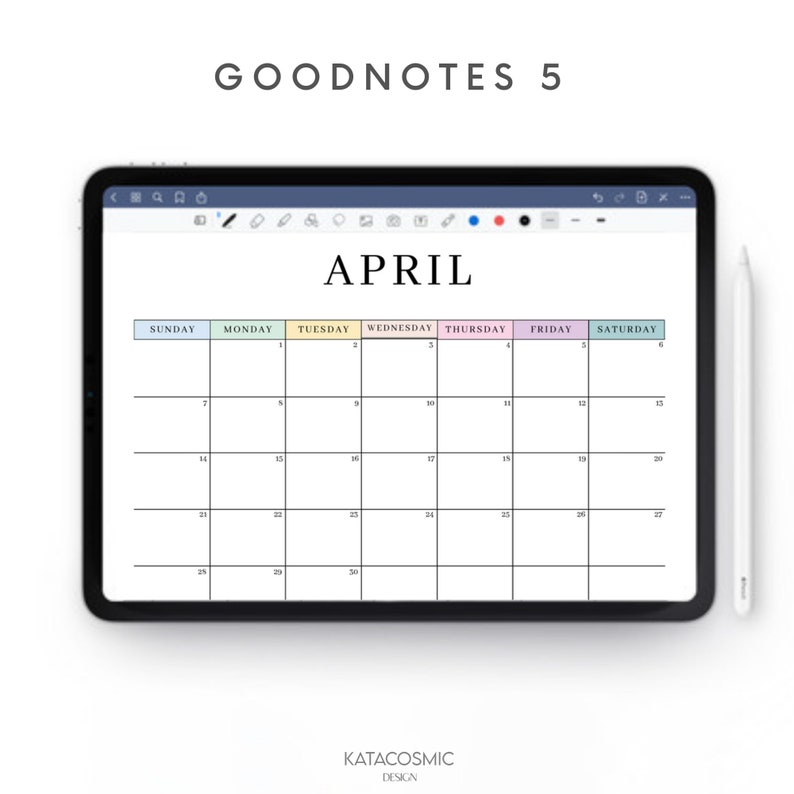 Digital 2024 Monthly Calendar for Goodnotes, Desk Calendar, Minimalist Calendar, 1 Page Notepad, iPad Year Calendar Template, Monday Start image 6