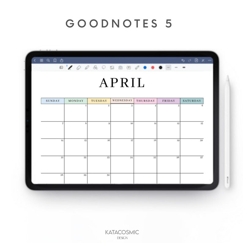 Digitaler 2024 Monatskalender für Goodnotes, Tischkalender, Minimalistischer Kalender, 1 Seite Notizblock, iPad Jahreskalender Vorlage, Montag Start Bild 6
