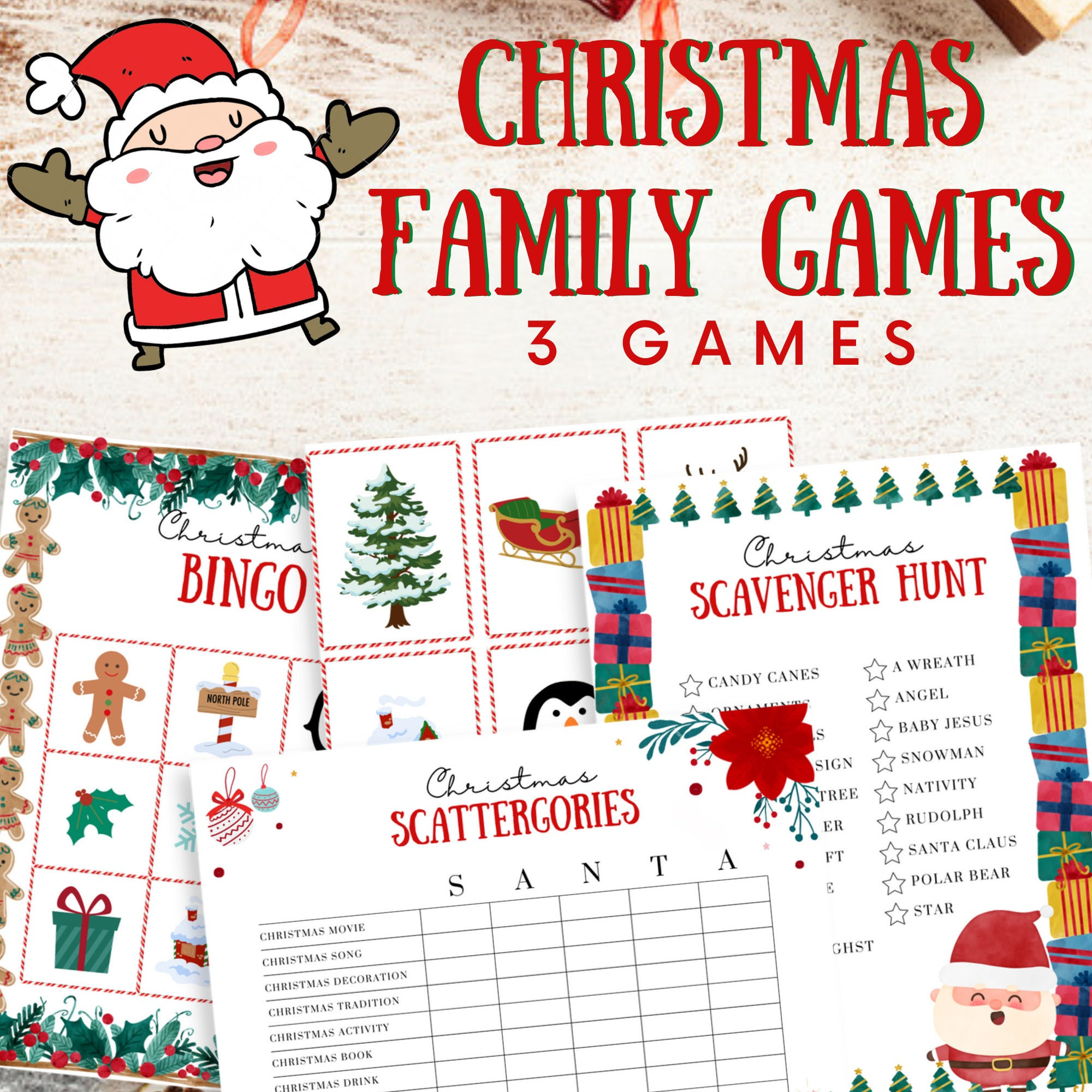 Christmas Game Bundle, Printable Family Games, Virtual Party Games ...