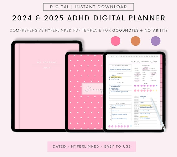 2024 ADHD Planner, ADHD Daily Planner, Adhd GoodNotes Planner, Adhd Adult Planner, Planner Adhd, ADHD Planner, Adhd Digital Daily Planner