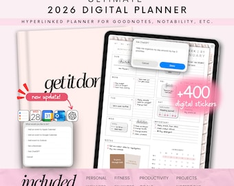 All-in-One Digital Planner 2025, Digital Planner, Digital Journal, Digital Goodnotes Template, Weekly, Daily Planner, Notability Planner
