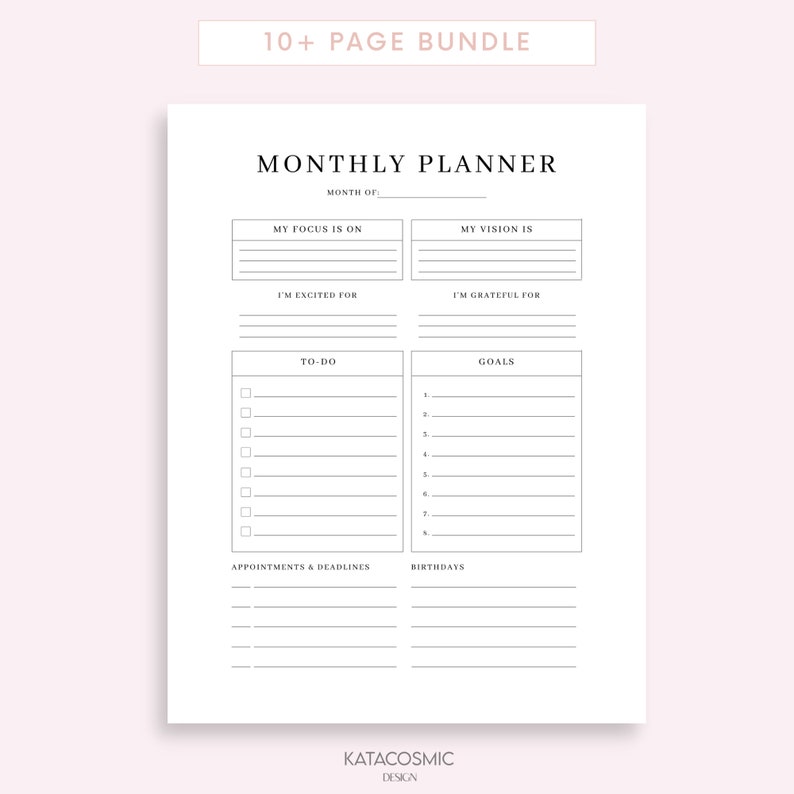 Planner Bundle Printable Daily Weekly Monthly Planner Bundle - Etsy