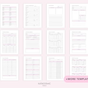 May include: Printable student planner with pages for class information, course materials, chapter summary, grade tracker, presentation planner, study tracker, study checklist, exam revision, and credit tracker. The planner has a pink and black colour scheme.