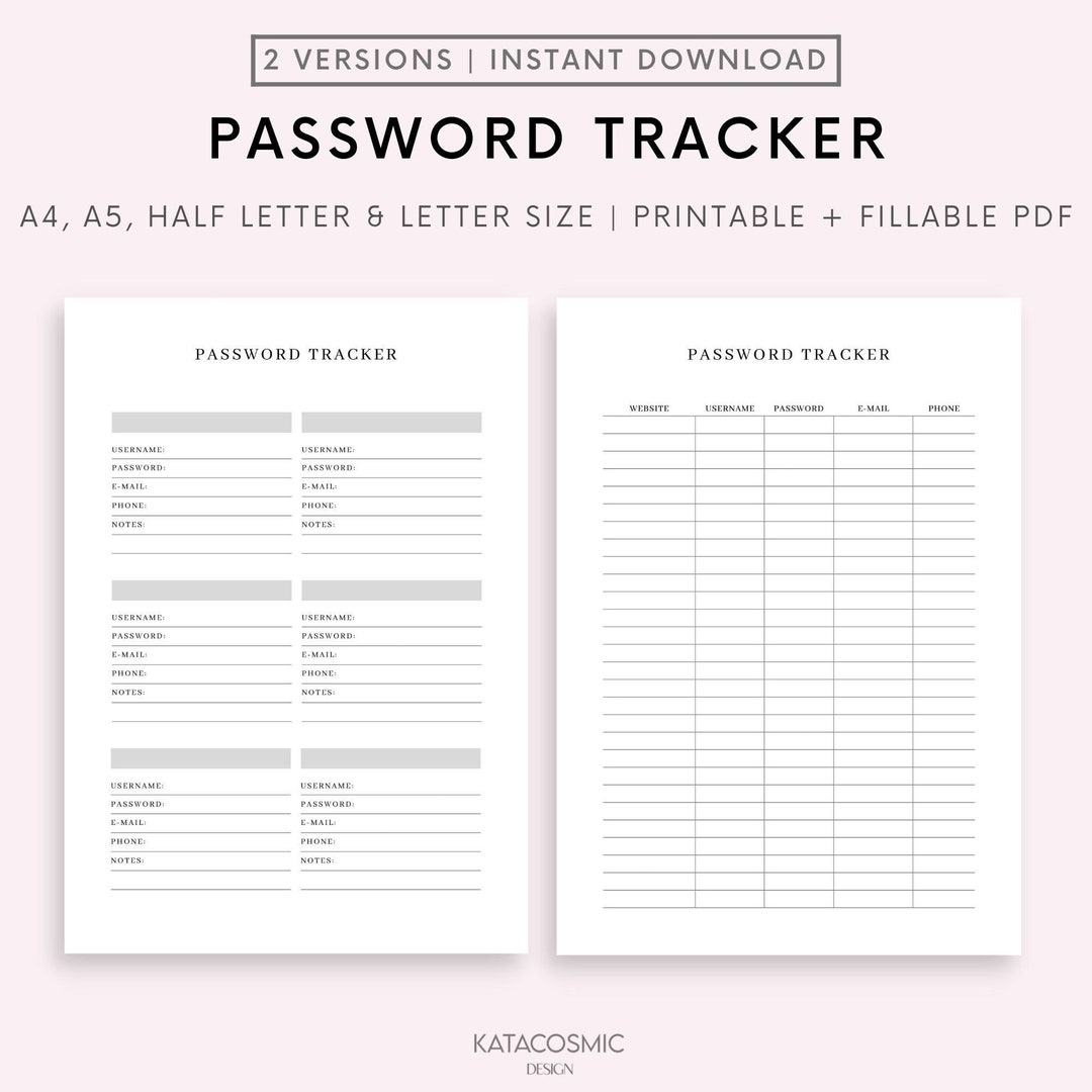 Password Tracker Printable, Password Book, Password Keeper, Password ...