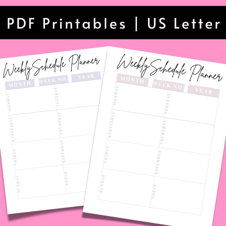 2022 Undated Weekly Planner Pages Weekly Schedule Agenda Etsy Canada