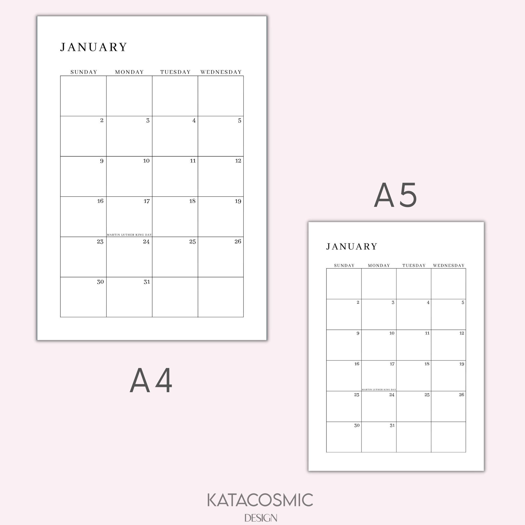 2022-monthly-calendar-with-holidays-on-2-pages-printable-calendar-template-year-calendar-minimalist-calendar-vertical-a4-a5-letter-half-etsy