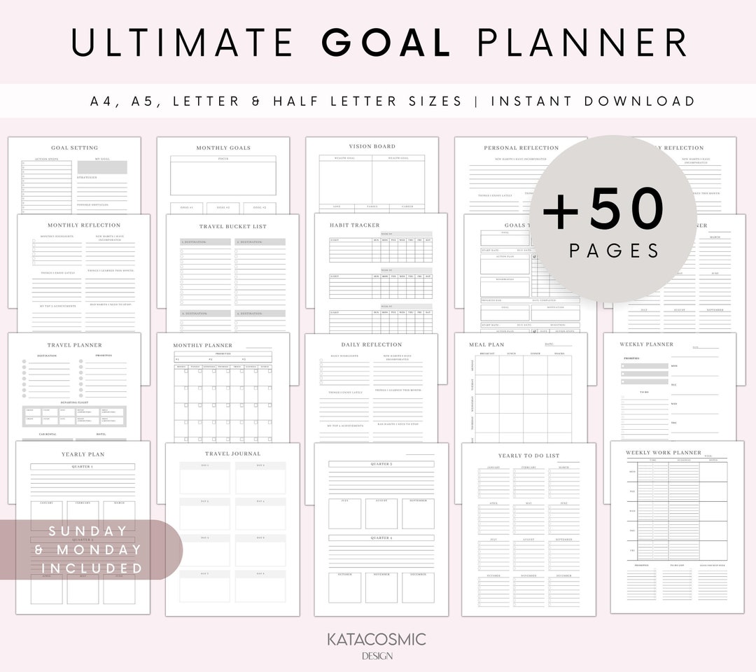 2025 Goal Planner Bundle, Daily Weekly Monthly Quarterly Yearly Goals ...