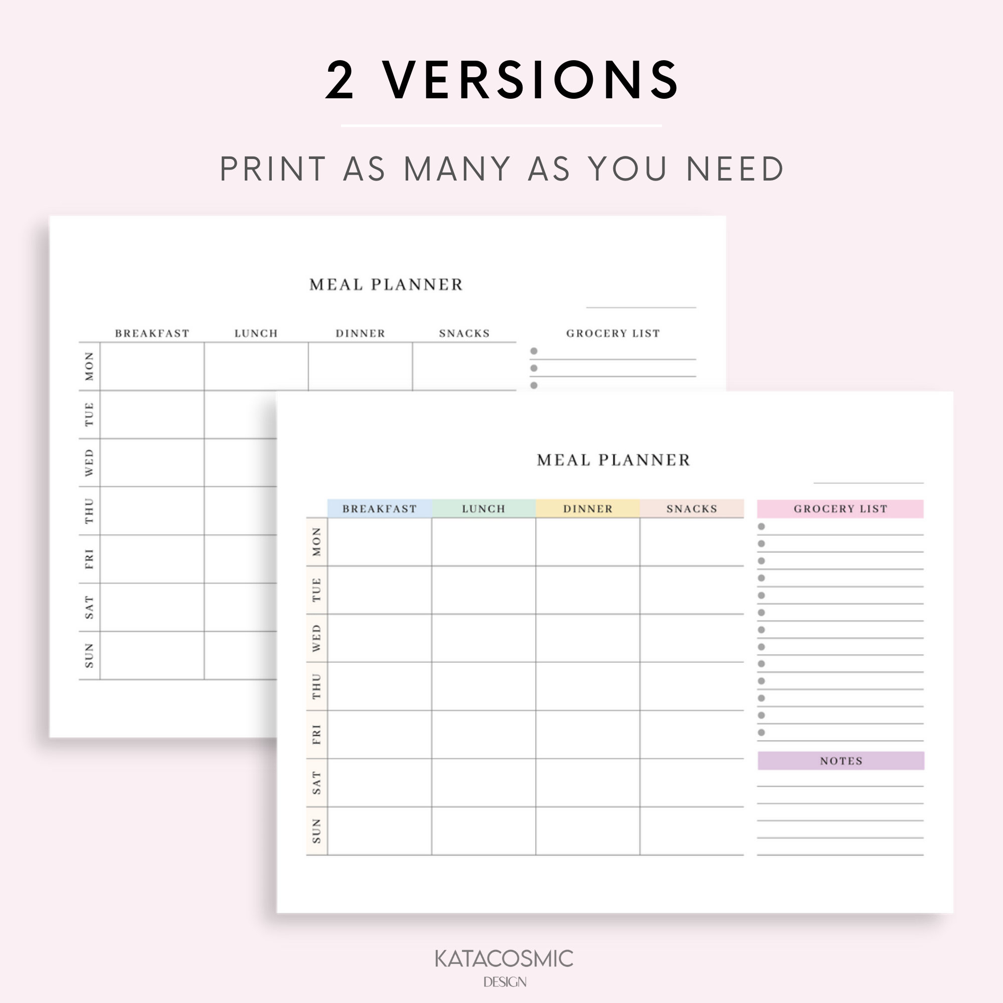 Rainbow Weekly Meal Planner Printable Undated Weekly Meal - Etsy Australia