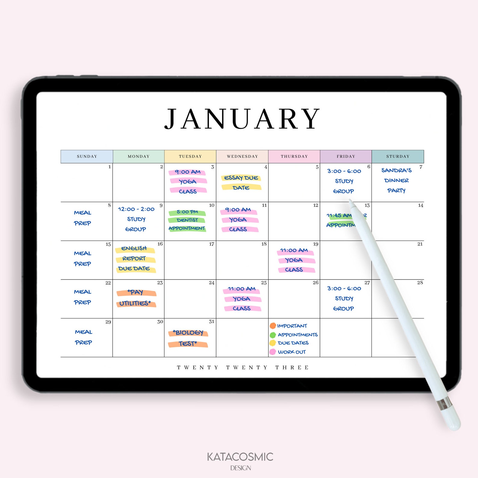 Digital 2023 Monthly Calendar For Goodnotes Desk Calendar Etsy