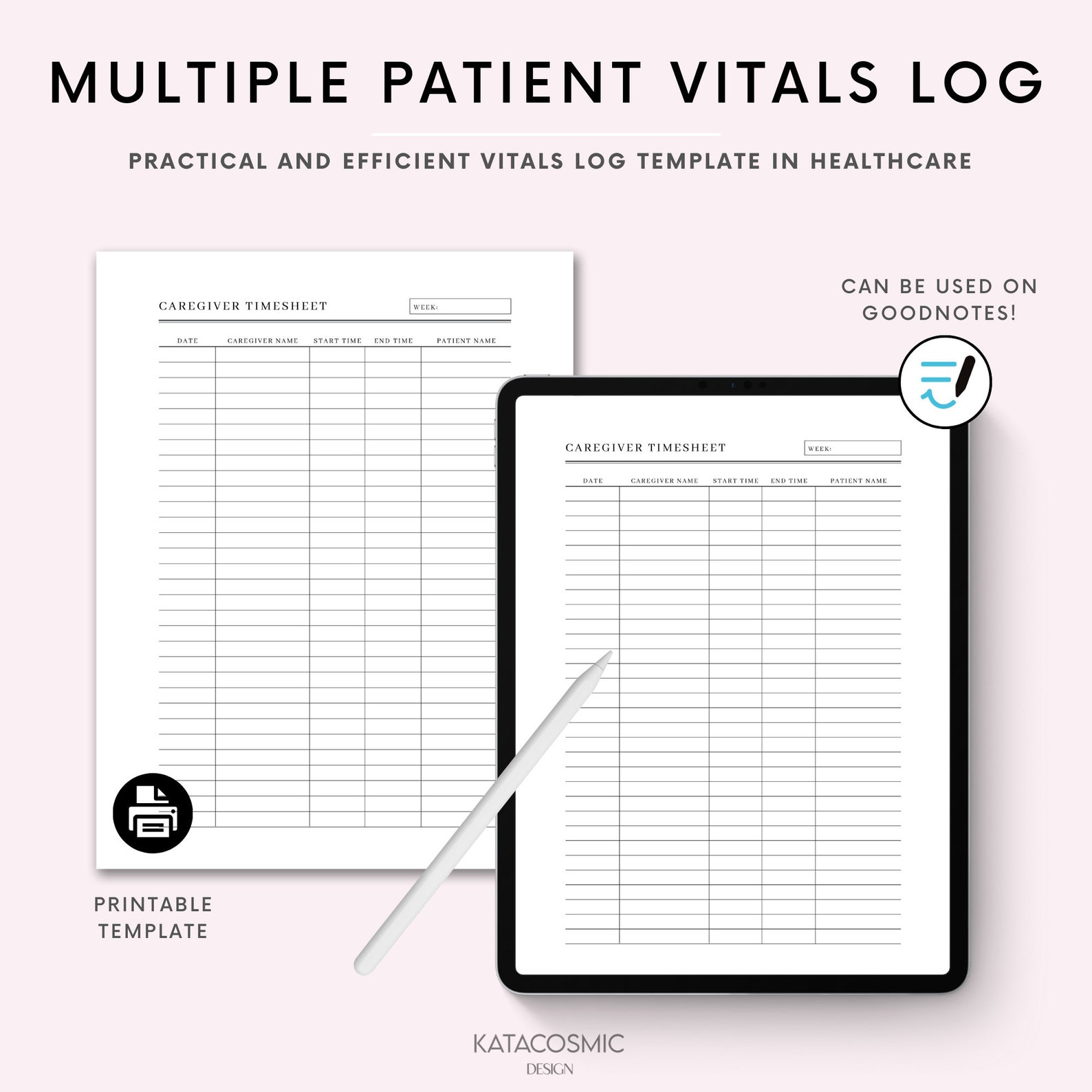 Printable Caregiver Timesheet, Home Health Care Time Sheet, Caregiver ...