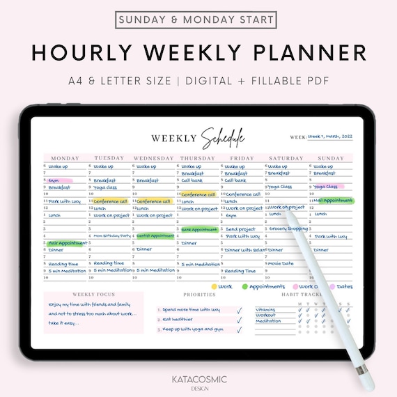 Weekly Planner Goodnotes Template, Undated, Digital Planner pdf, Cute Planner, Notability, Noteshelf, Bullet Journal iPad, Templates pdf