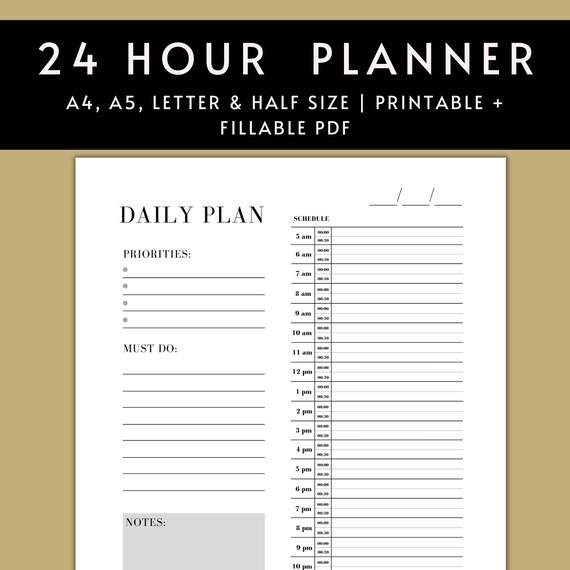 Printable Daily Planner print at home Printable Download Day Planner Home Décor Wall Hangings