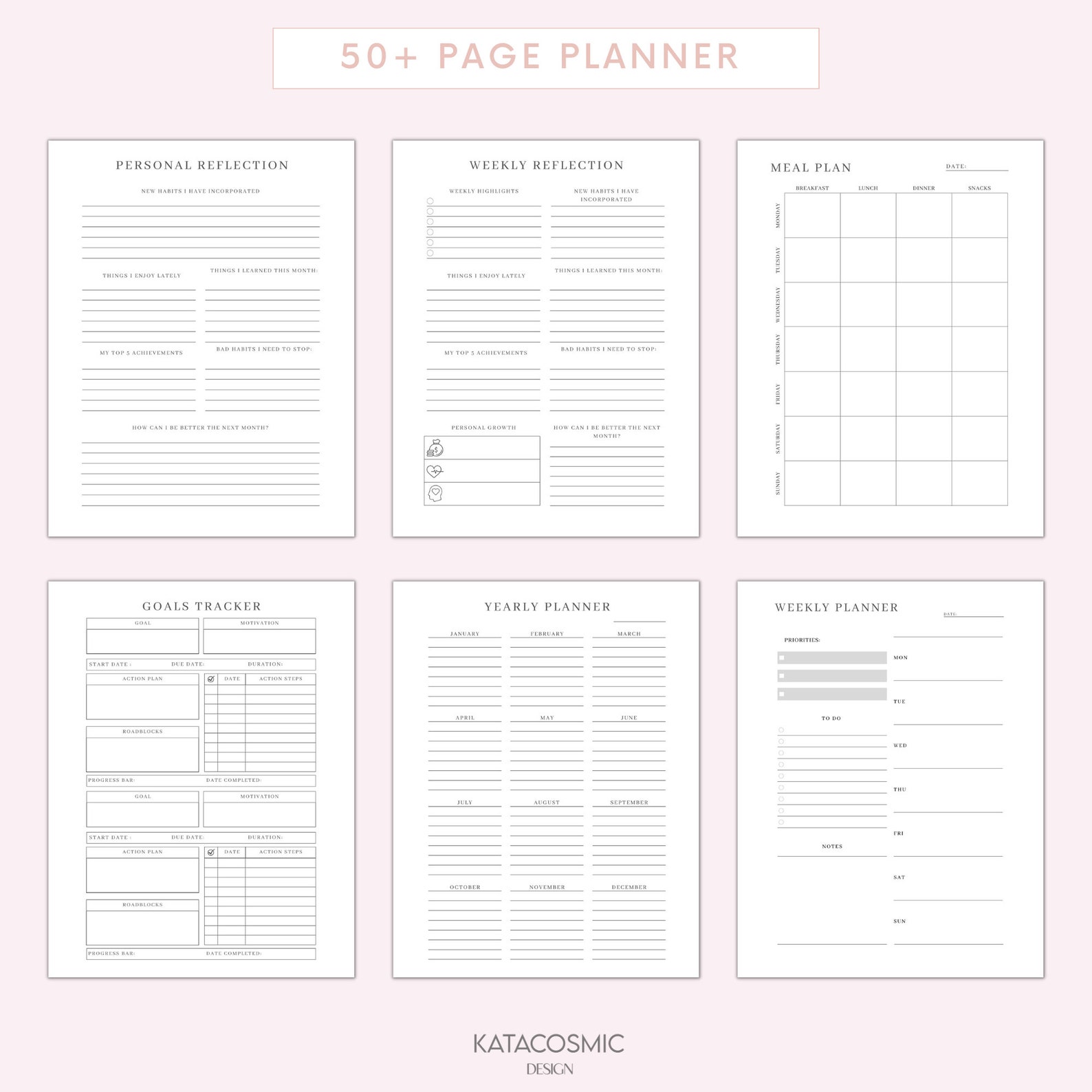 2025 Goal Planner Bundle, Daily Weekly Monthly Quarterly Yearly Goals ...