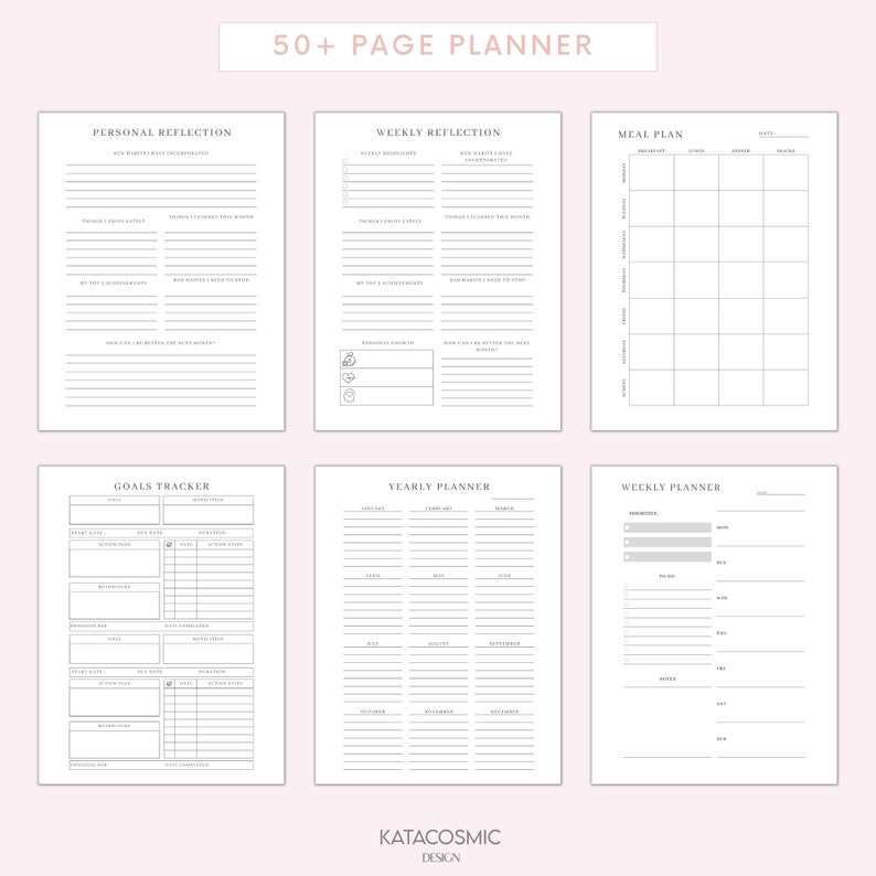 BUNDLE de planificateur dobjectifs, suivi des objectifs 2024, kit de définition dobjectifs SMART, nouvel an, réflexions mensuelles sur les habitudes, productivité, imprimables du tableau de vision image 5