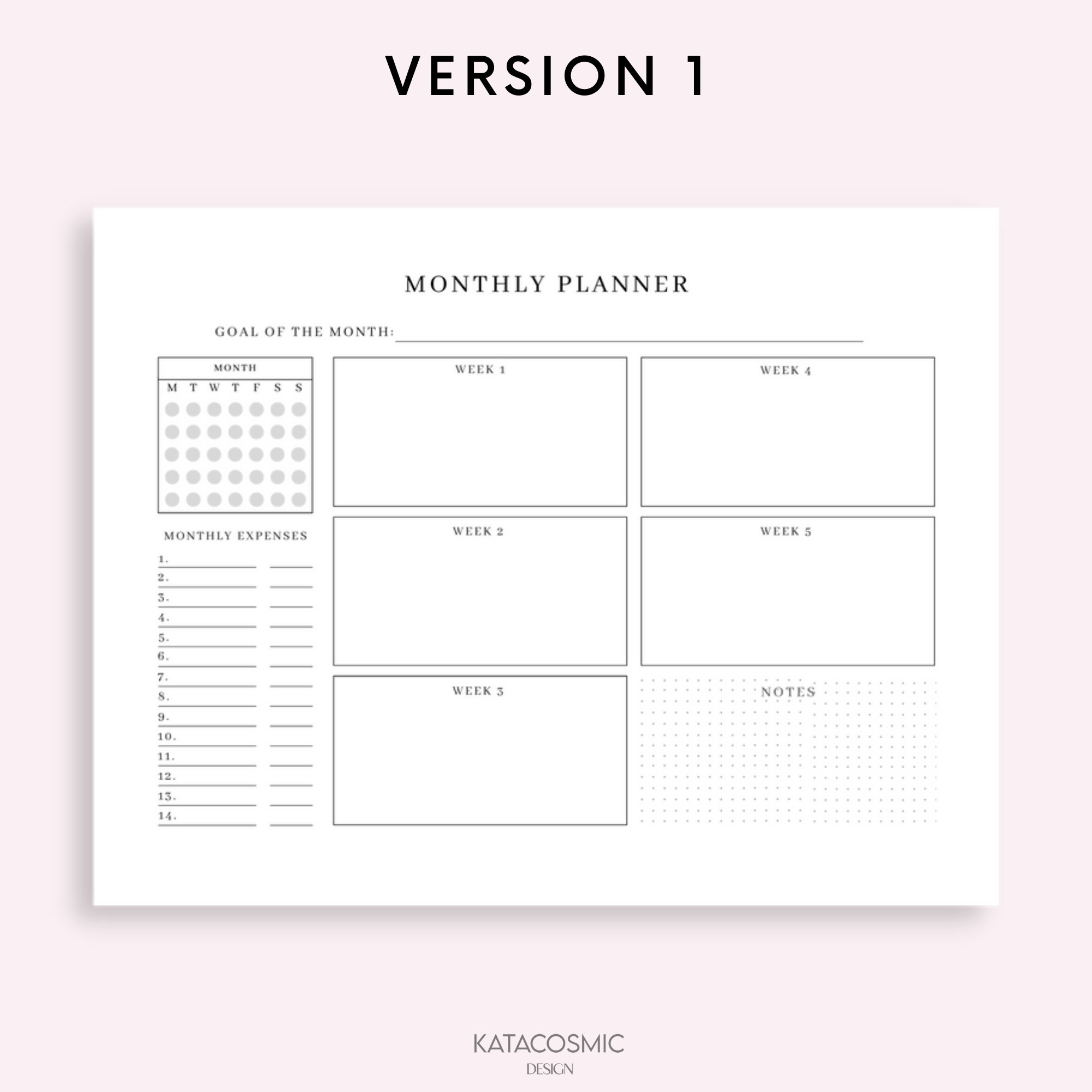 Mothly Notes Monthly Planner Goodnotes Template, Undated Monthly Planner, Weekly ...