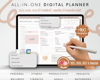 Landscape Digital Planner 2025 2026 2027 & Undated, Goodnotes Planner, Daily Planner, Weekly Planner, Notability Planner, iPad Planner