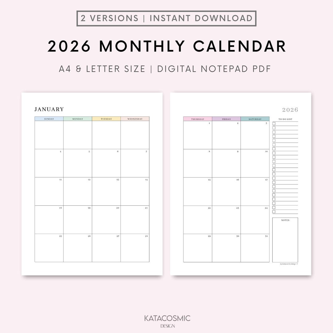 2026 Monthly Calendar Printable Dated Month On 2 Pages 2026 Calendar 2026-monthly-calendar-printable-dated-month-on-2-pages-2026-calendar