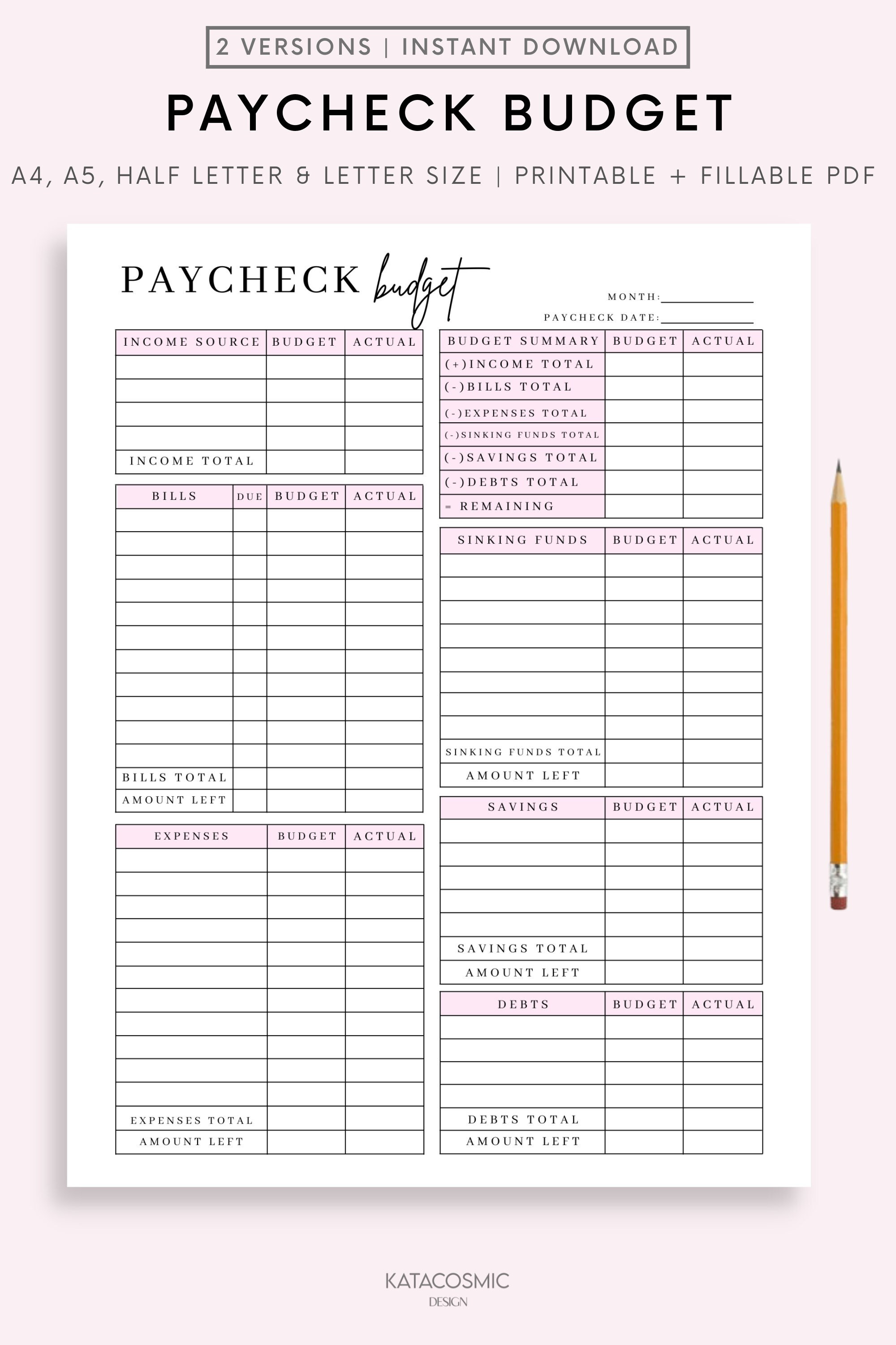 Paycheck Budget Overview Template Printable Paycheck Budget Etsy Paycheck Budget Overview Template Printable Paycheck Budget Etsy