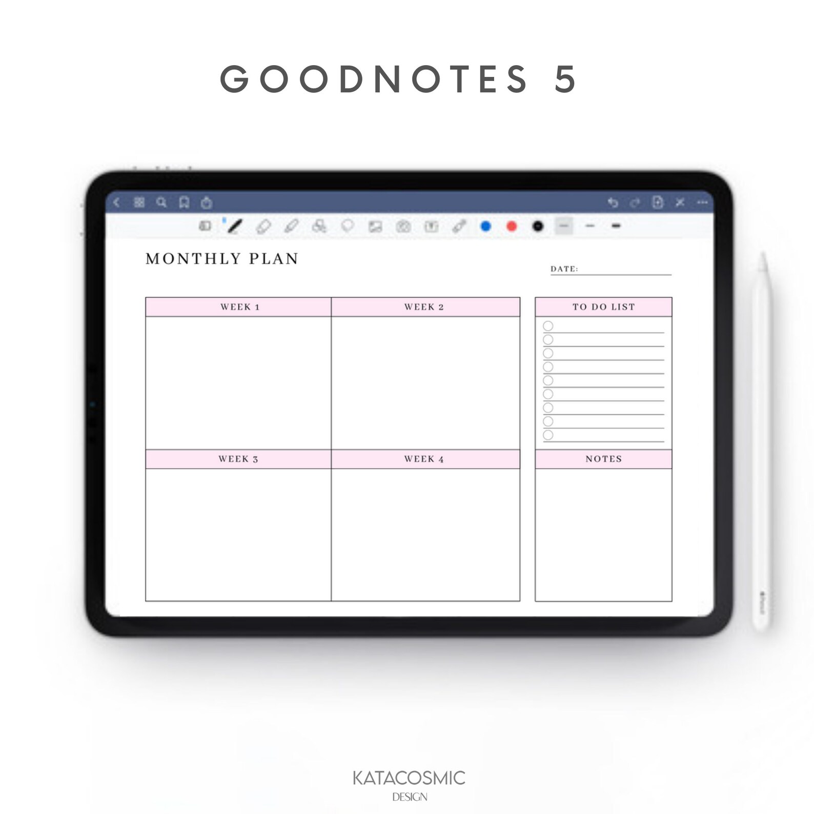 Undated Monthly Planner Printable, Month on Two Pages, Month at a ...