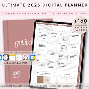 All-in-One Digital Planner 2025, Digital Planner, Digital Journal, Digital Goodnotes Template, Weekly, Daily Planner, Notability Planner