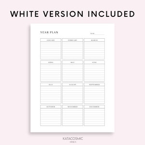 Editable Yearly Planner, Printable Yearly Overview on One Page, Year at ...
