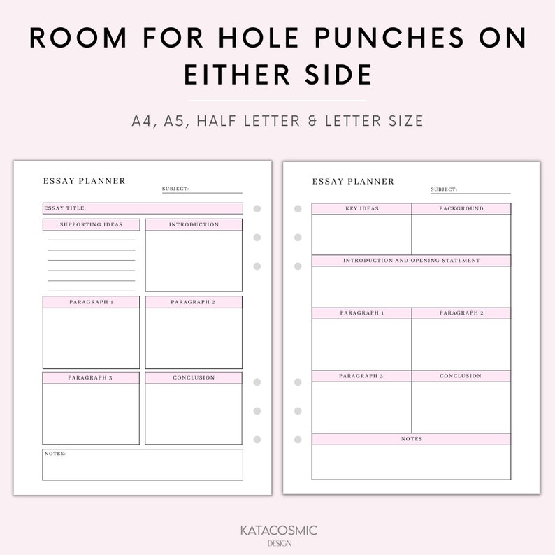 Simple Essay Planner Printable Set Student Essay Writing - Etsy