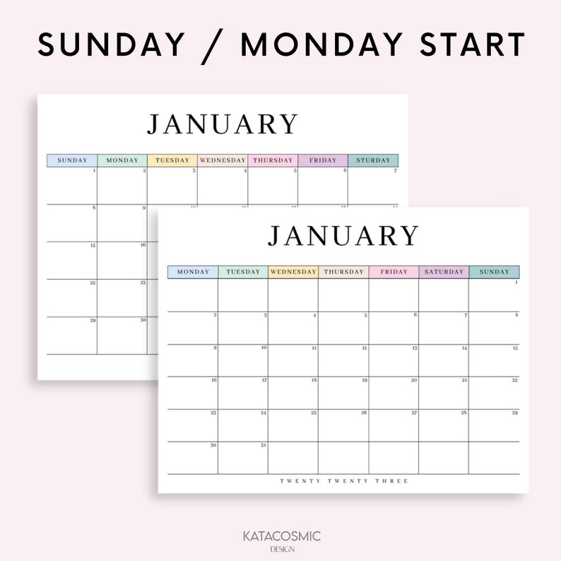 Digital 2023 Monthly Calendar for Goodnotes Desk Calendar Etsy