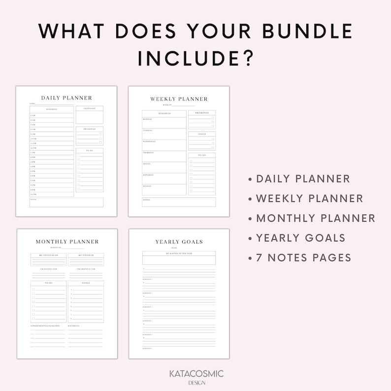 Planner Bundle Printable Daily Weekly Monthly Planner Bundle - Etsy