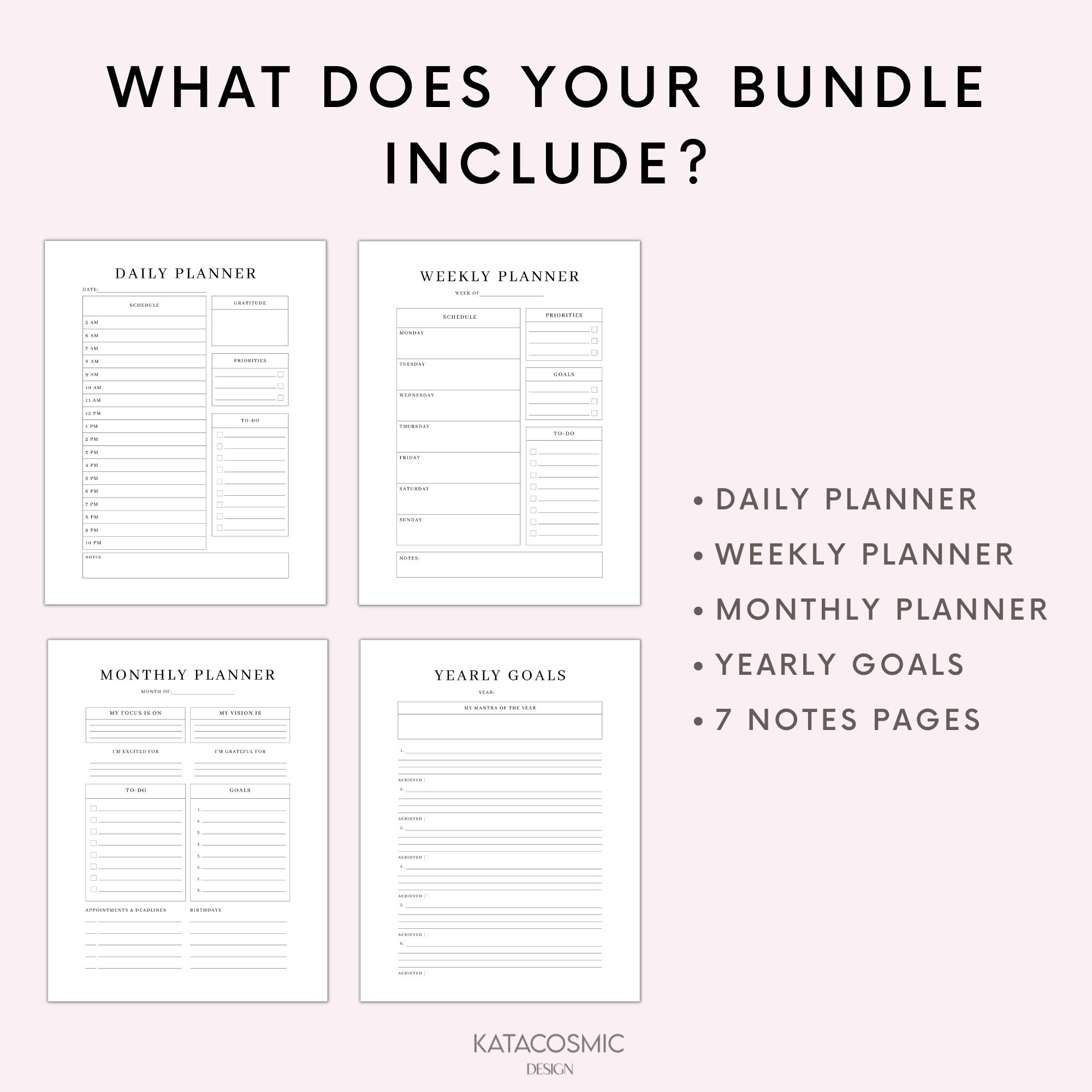Planner Bundle Printable, Daily Weekly Monthly Planner Bundle ...